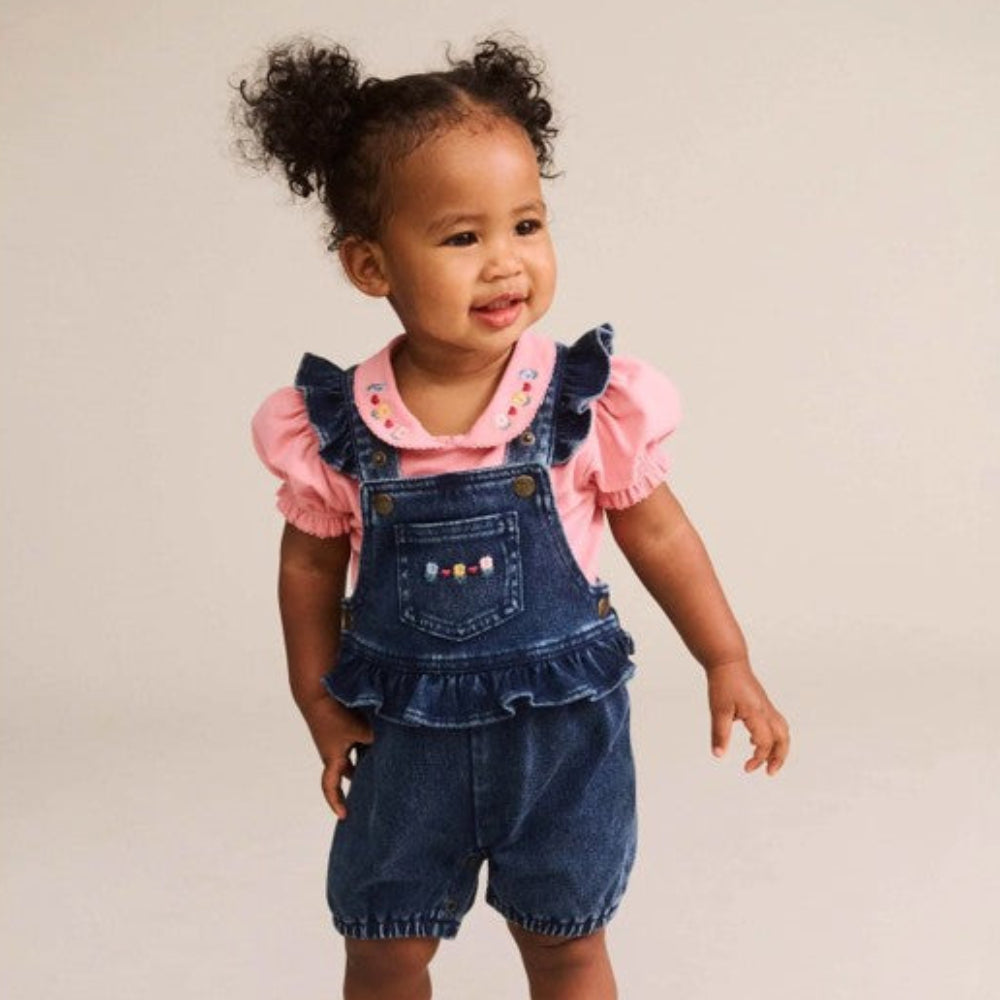 Huxbaby Floral 2Pc Denim Set - Vintage Pink/Denim