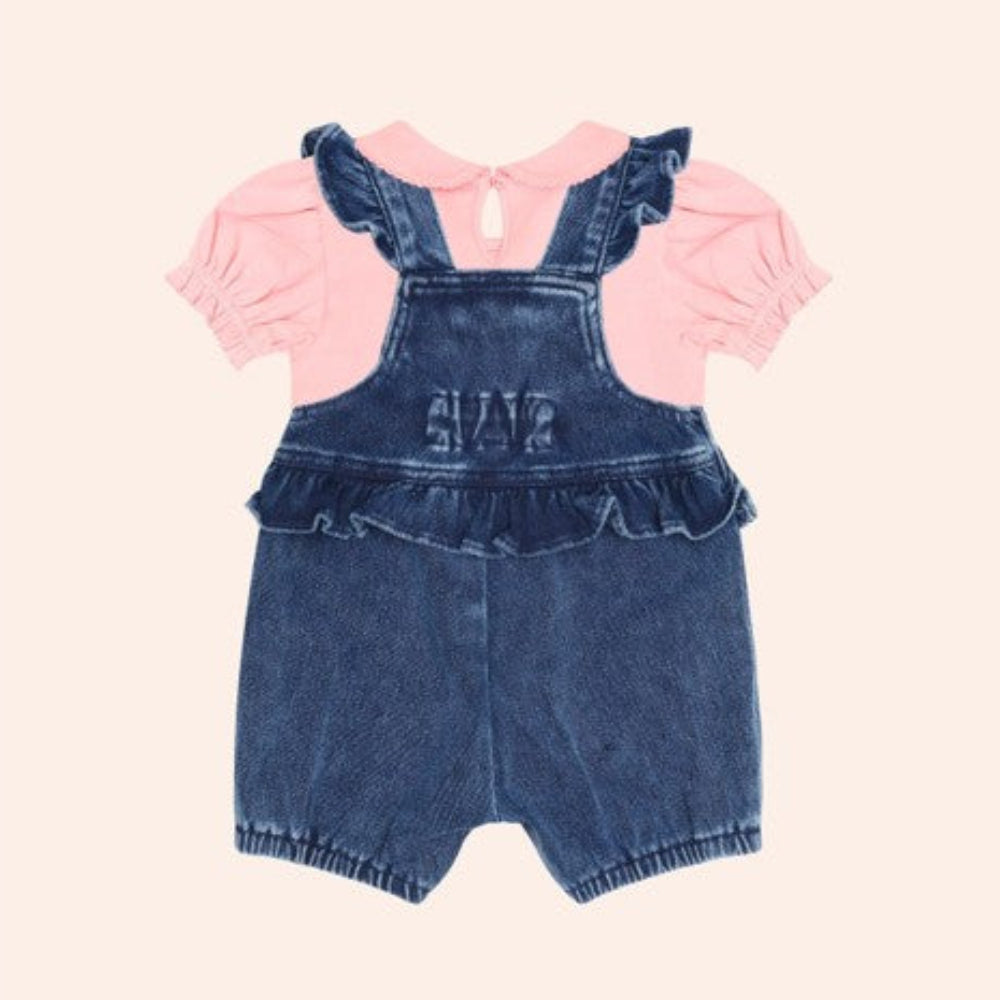 Huxbaby Floral 2Pc Denim Set - Vintage Pink/Denim