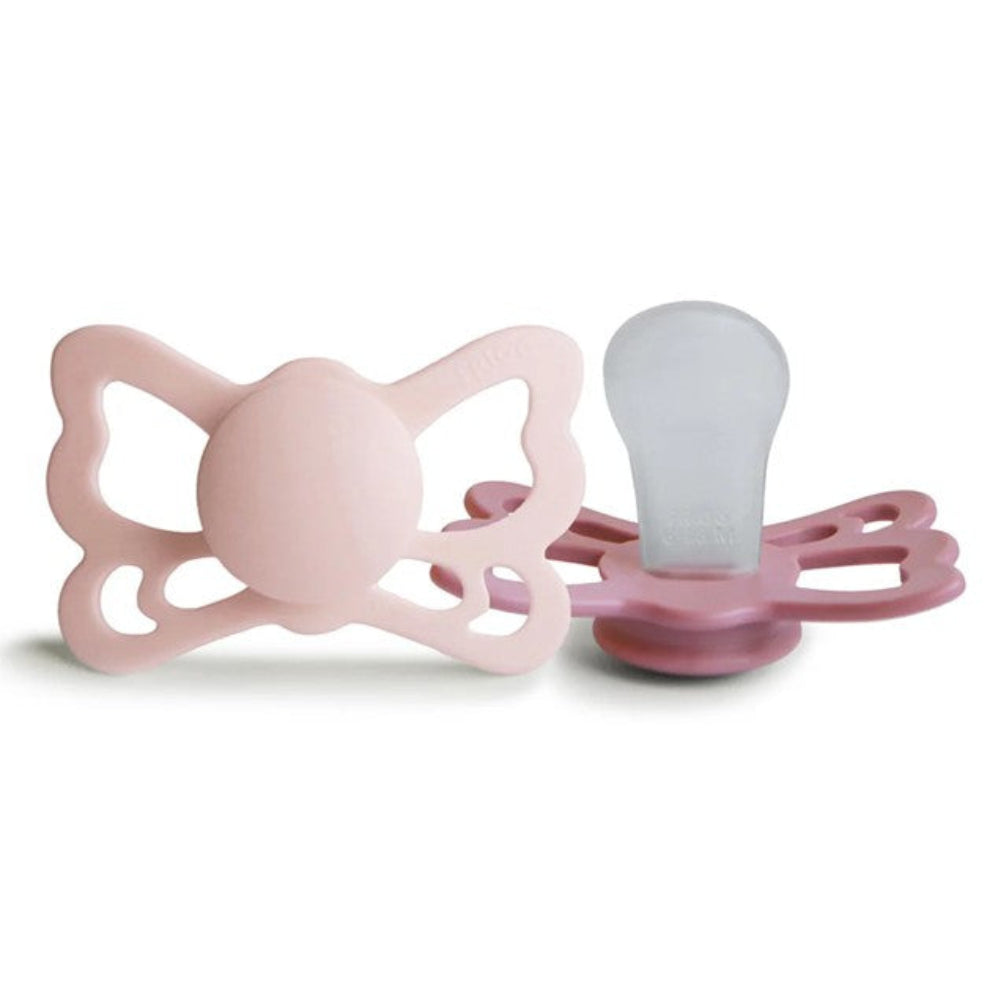 FRIGG Butterfly Anatomical Silicone Pacifier 2 Pack - Blush/Cedar