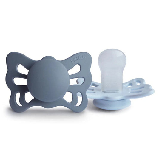 FRIGG Butterfly Anatomical Silicone Pacifier 2 Pack - Slate/Blue