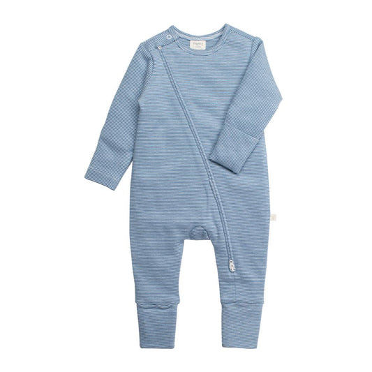 Tiny Twig Organic Cotton Zipsuit - Faience Stripes
