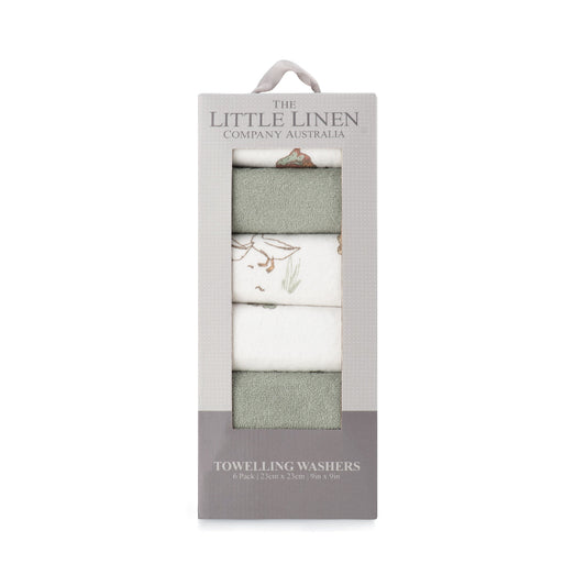 Little Linen Towelling Washer 6 Pk - Farmyard Lamb