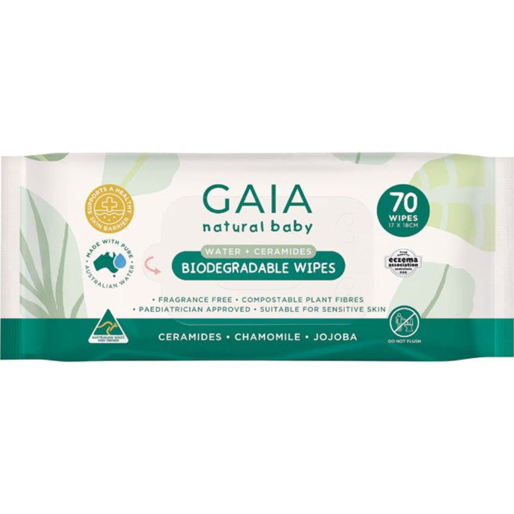 GAIA Bio Water + Creamides Wipes 70 pk
