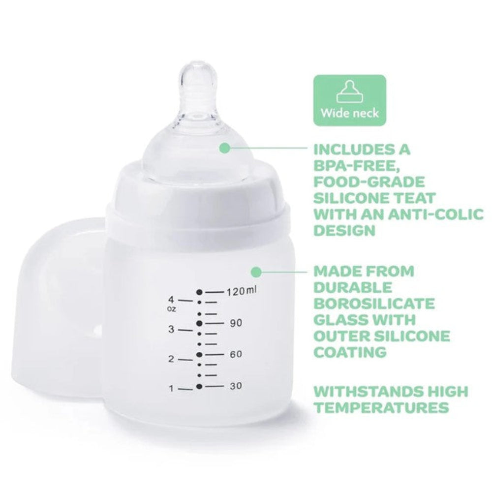 New Beginnings Classic Glass Bottle with Silicone Outer - 120 ml Twin Pack