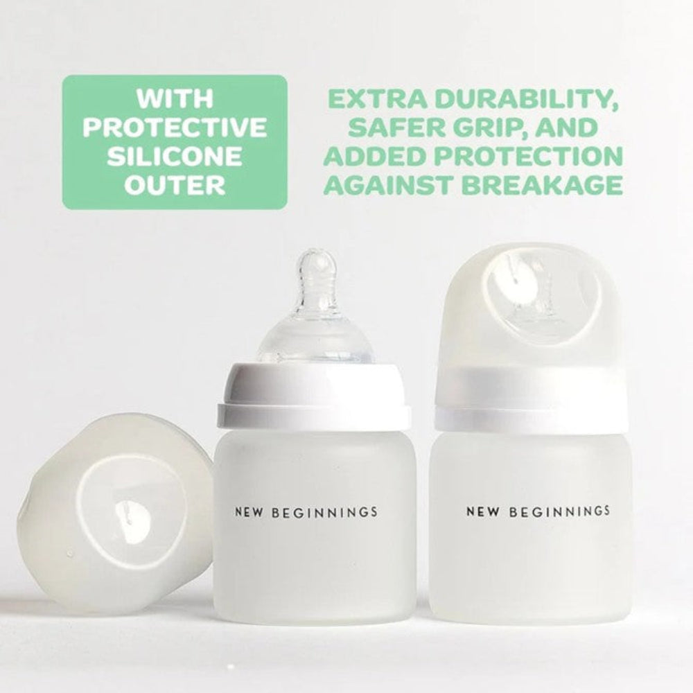 New Beginnings Classic Glass Bottle with Silicone Outer - 120 ml Twin Pack