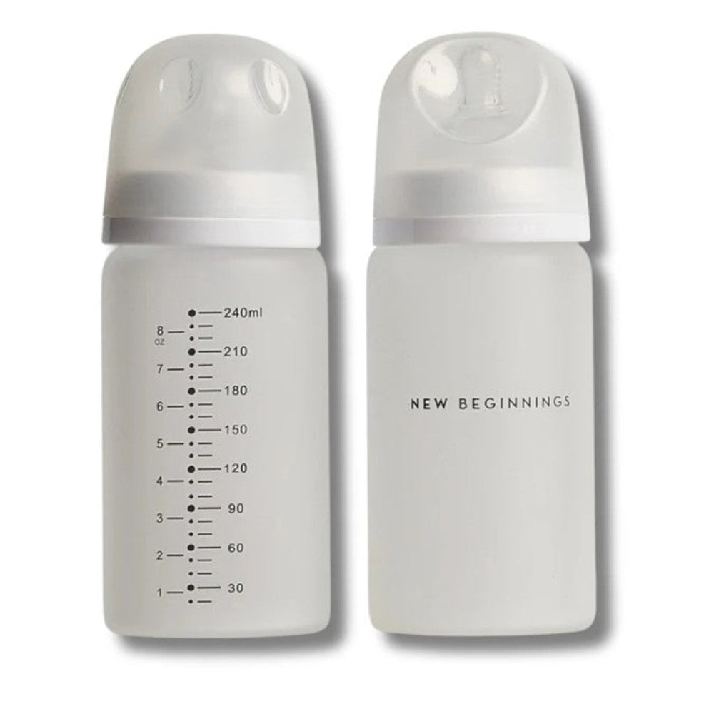 New Beginnings Classic Glass Bottle with Silicone Outer - 240 ml Twin Pack