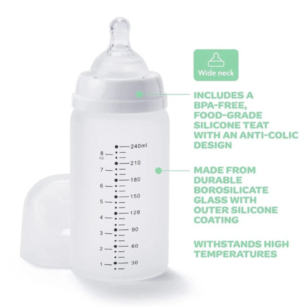 New Beginnings Classic Glass Bottle with Silicone Outer - 240 ml Twin Pack