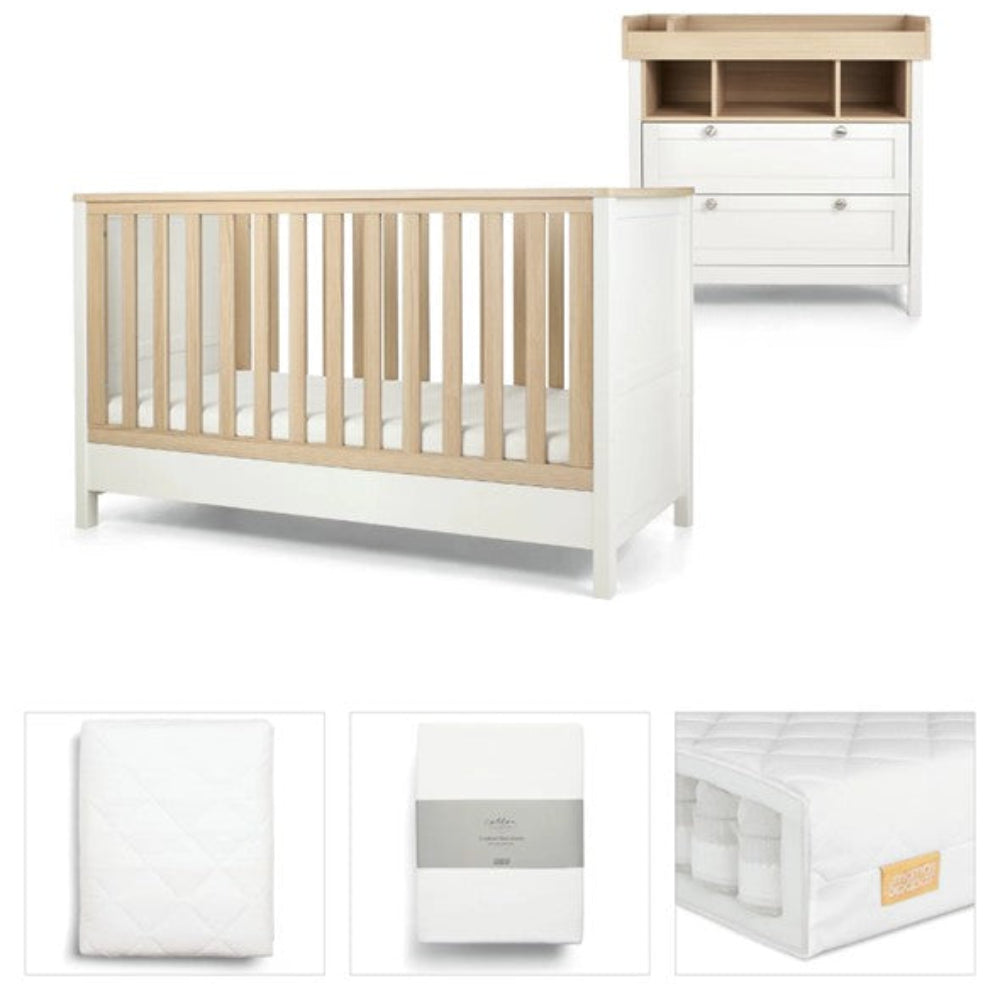 Mamas & Papas Harwell Cot Bundle - 5 pce - White/Natural