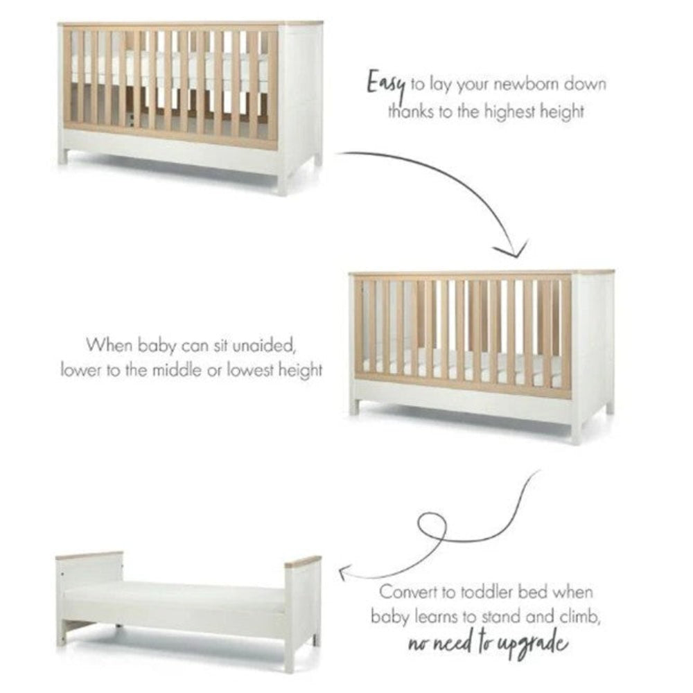 Mamas & Papas Harwell Cot Bundle - 4 pce - White/Natural