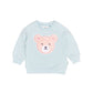 Huxbaby Furry Heart Bear Sweatshirt - Blue Misty