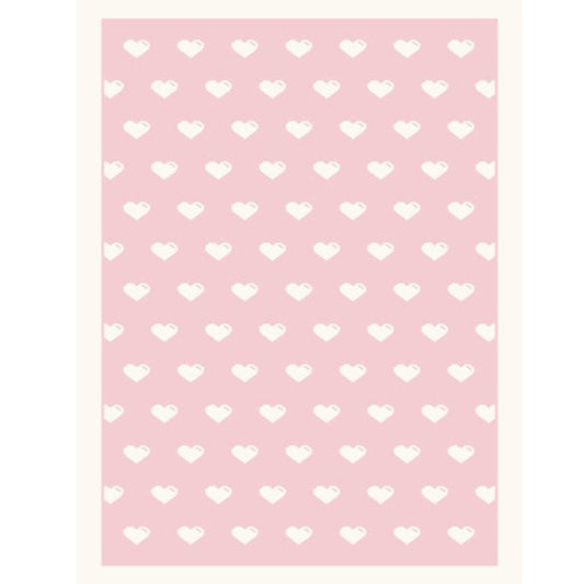 Thread the Word Heart Knitted Bassinet Blanket - Eggshell-Pastel Pink