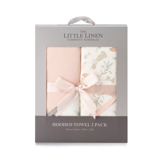 Little Linen Hooded Towel 2 Pk - Harvest Bunny
