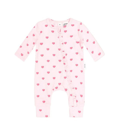 Huxbaby I Heart You Pointelle Frill Zip Romper