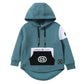 Cracked Soda Jet Detailed Pocket Hoodie - Teal