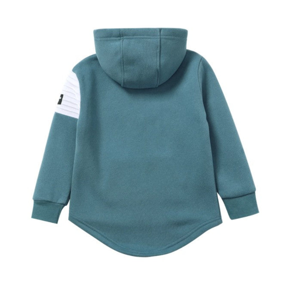 Cracked Soda Jet Detailed Pocket Hoodie - Teal