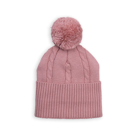 Tiny Twig Cable Knit Beanie - Rose