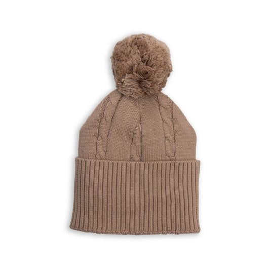 Tiny Twig Cable Knit Beanie - Cafe