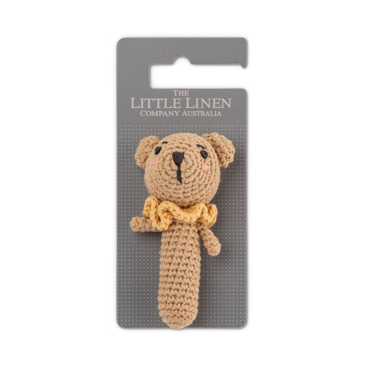 Little Linen Crochet Rattle - Ned the Nectar Bear