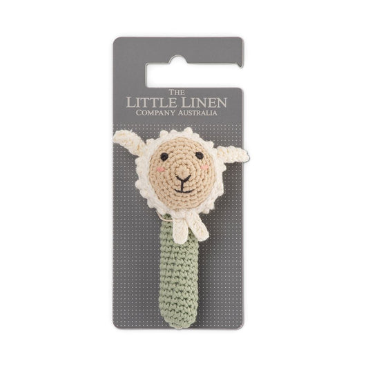 Little Linen Crochet Rattle - Finnley the Farmyard Lamb