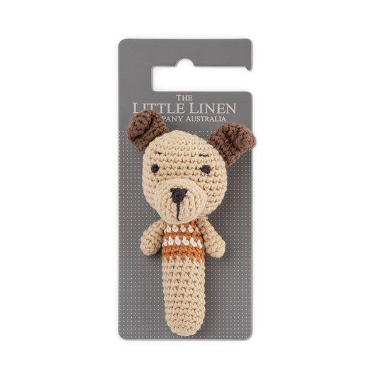 Little Linen Crochet Rattle - Basil the Barklife Dog