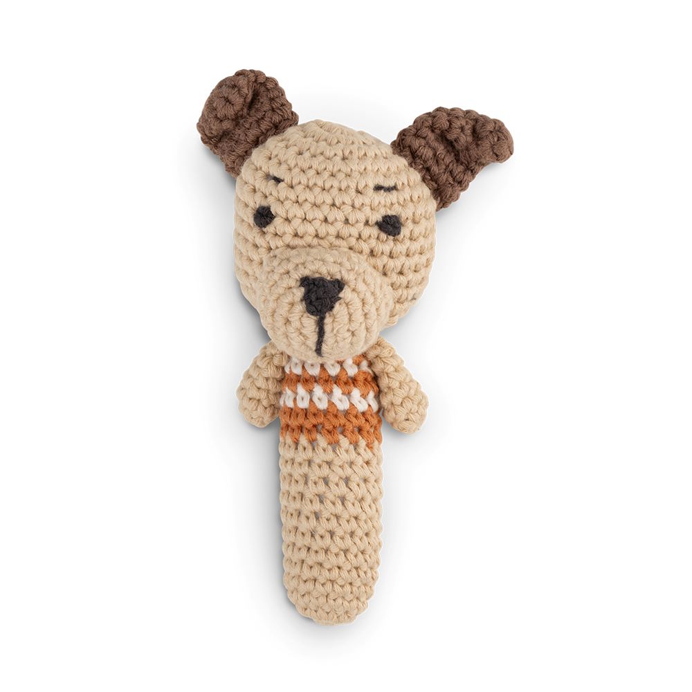 Little Linen Crochet Rattle - Basil the Barklife Dog