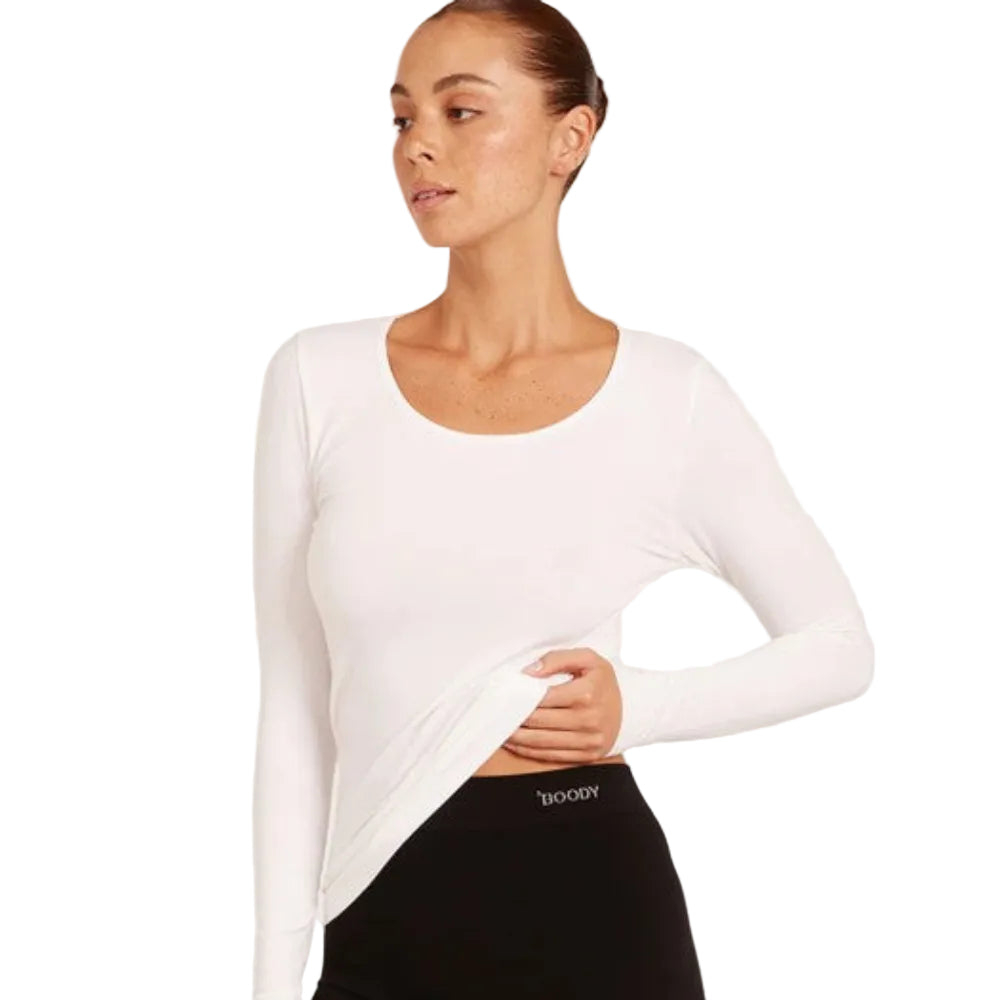 Boody Womens Long Sleeve Top - White