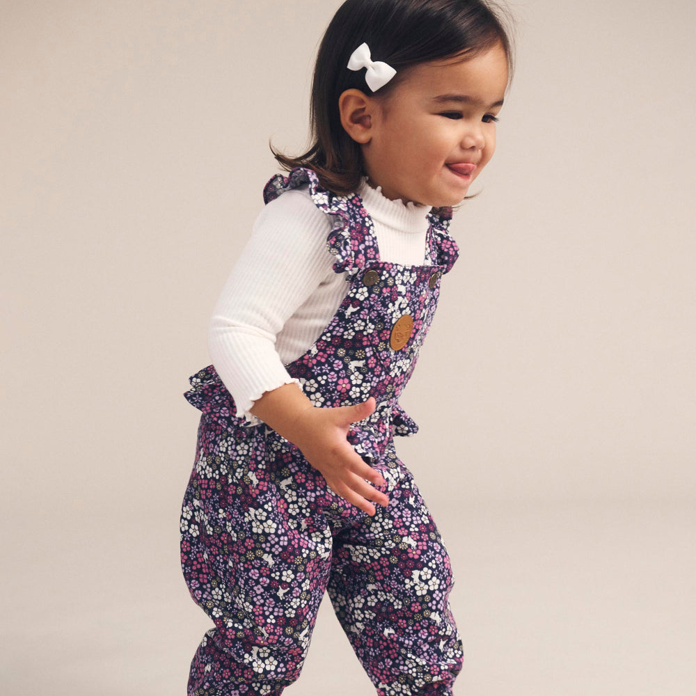 Huxbaby Midnight Flower Garden Frill Overall