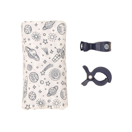 All4Ella Muslin Wrap & 2 Pram Peg Box Set - Outer Space