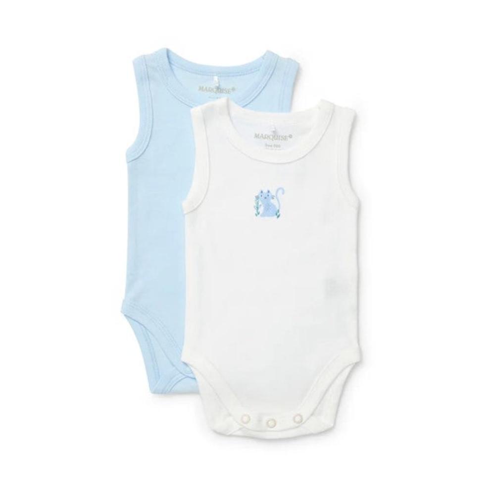 Marquise Sleeveless Bodysuit - 2 Pk Blue/White