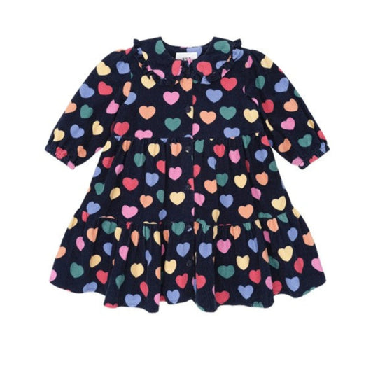 Huxbaby Multi Hearts Cord Dress
