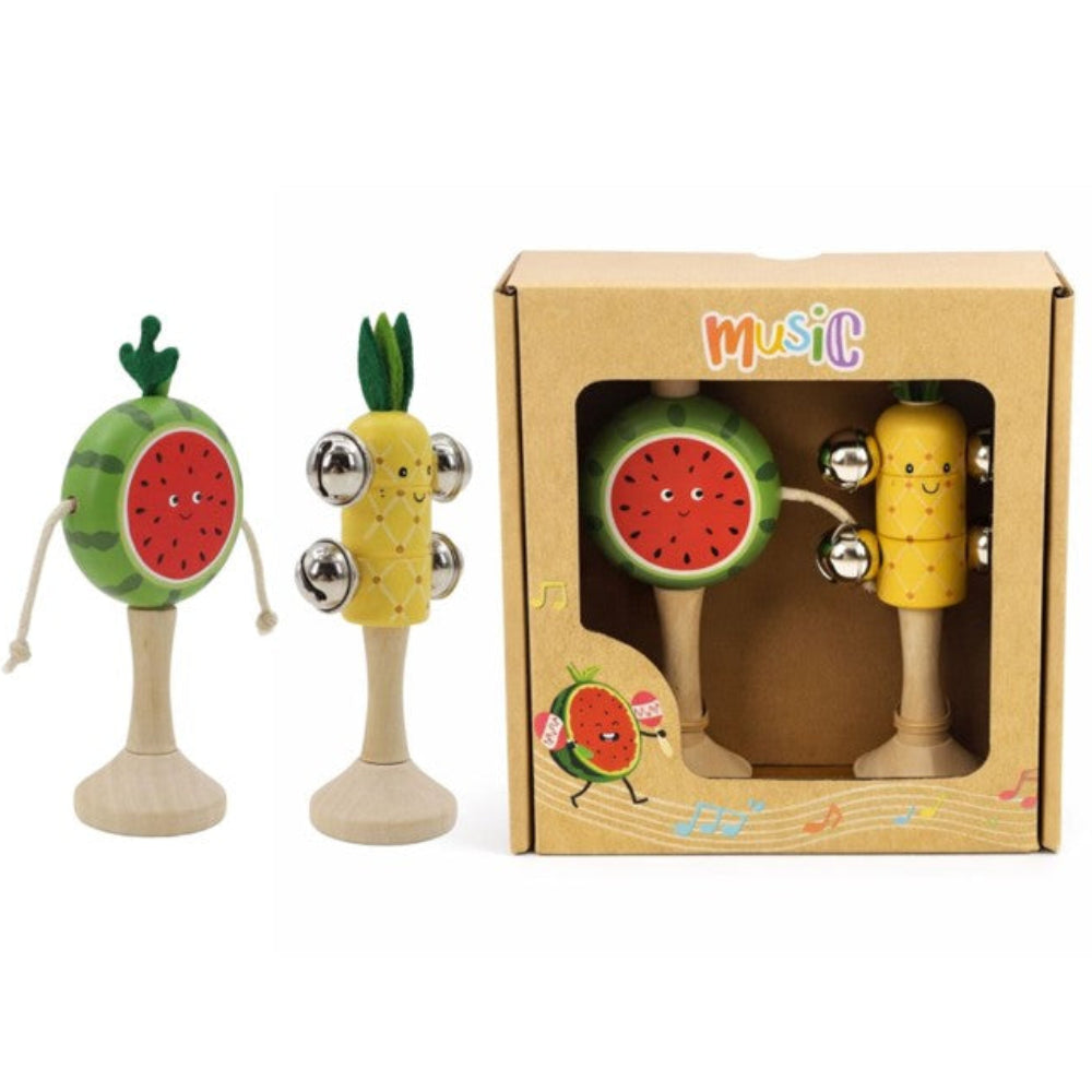 Kaper Kidz Wooden Fruit Musical Set - Watermelon and Pineapple