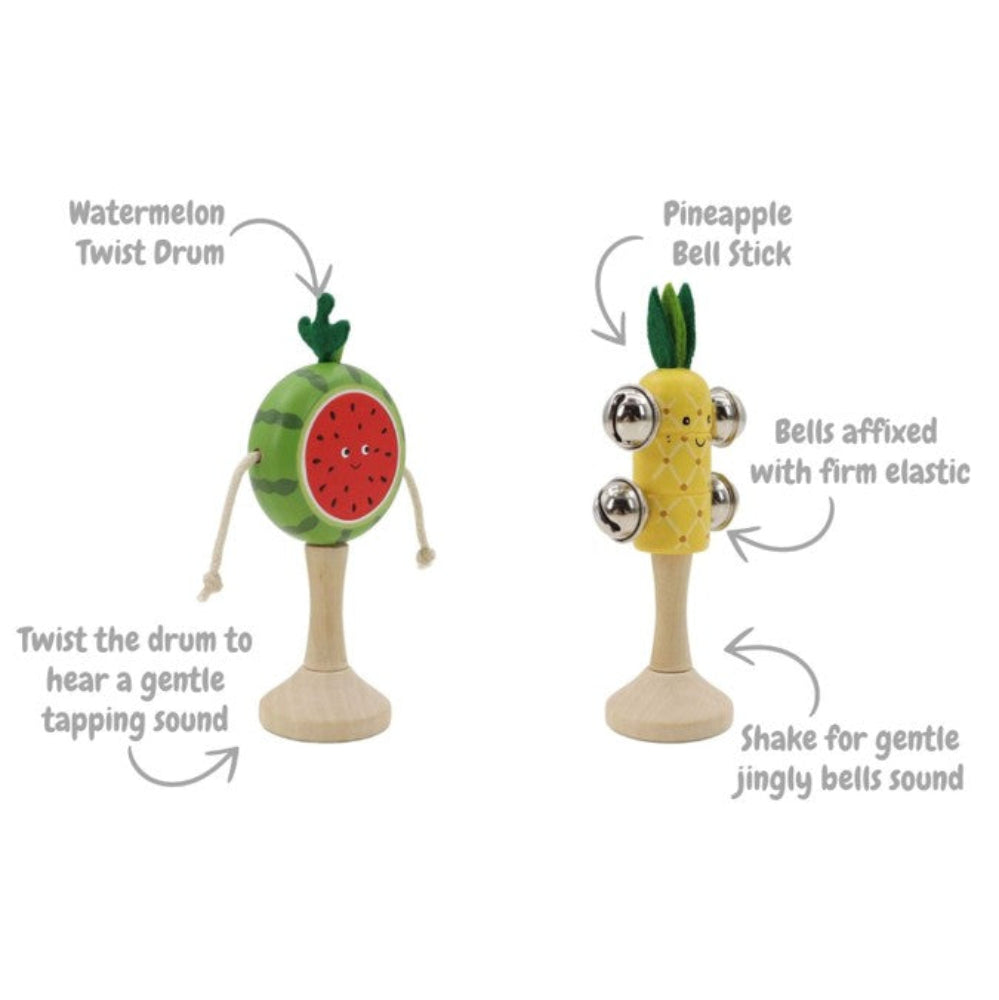 Kaper Kidz Wooden Fruit Musical Set - Watermelon and Pineapple