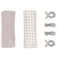 All4Ella 2 Pack Muslin Wraps & 4 Pegs - Gingham Grey