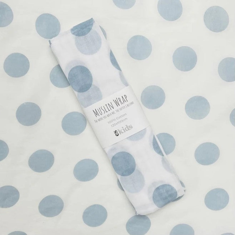 ES Kids Muslin Wrap - Blue Dot