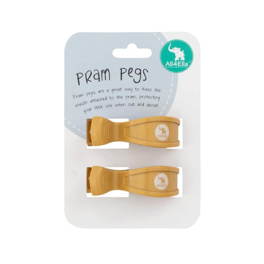 All4Ella Pram Pegs 2 Pack - Mustard