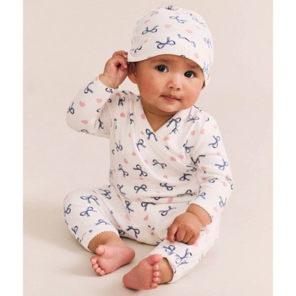 Huxbaby My First Hux Hearts and Bows Newborn Romper
