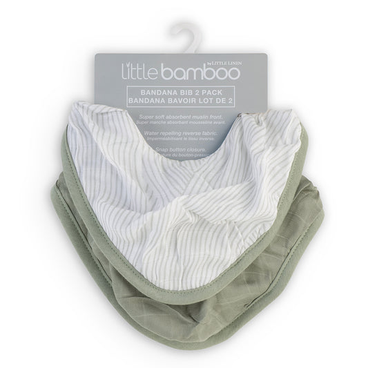 Little Bamboo Muslin Bandana Bib 2 pk - Bayleaf