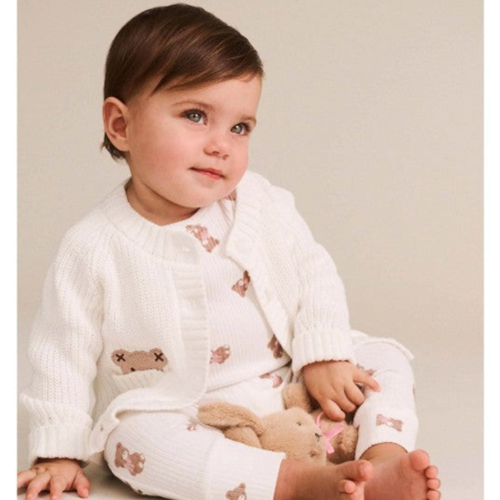 Huxbaby Newborn Peekaboo Hux Cardi - Almond Milk