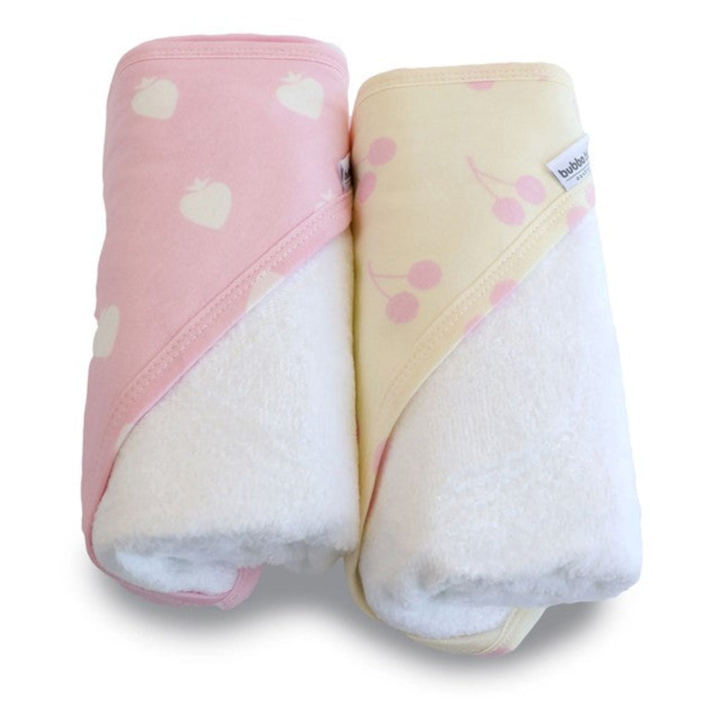 Bubba Blue Nordic Sorbet 2pk Hooded Towel Strawberry/Cherry