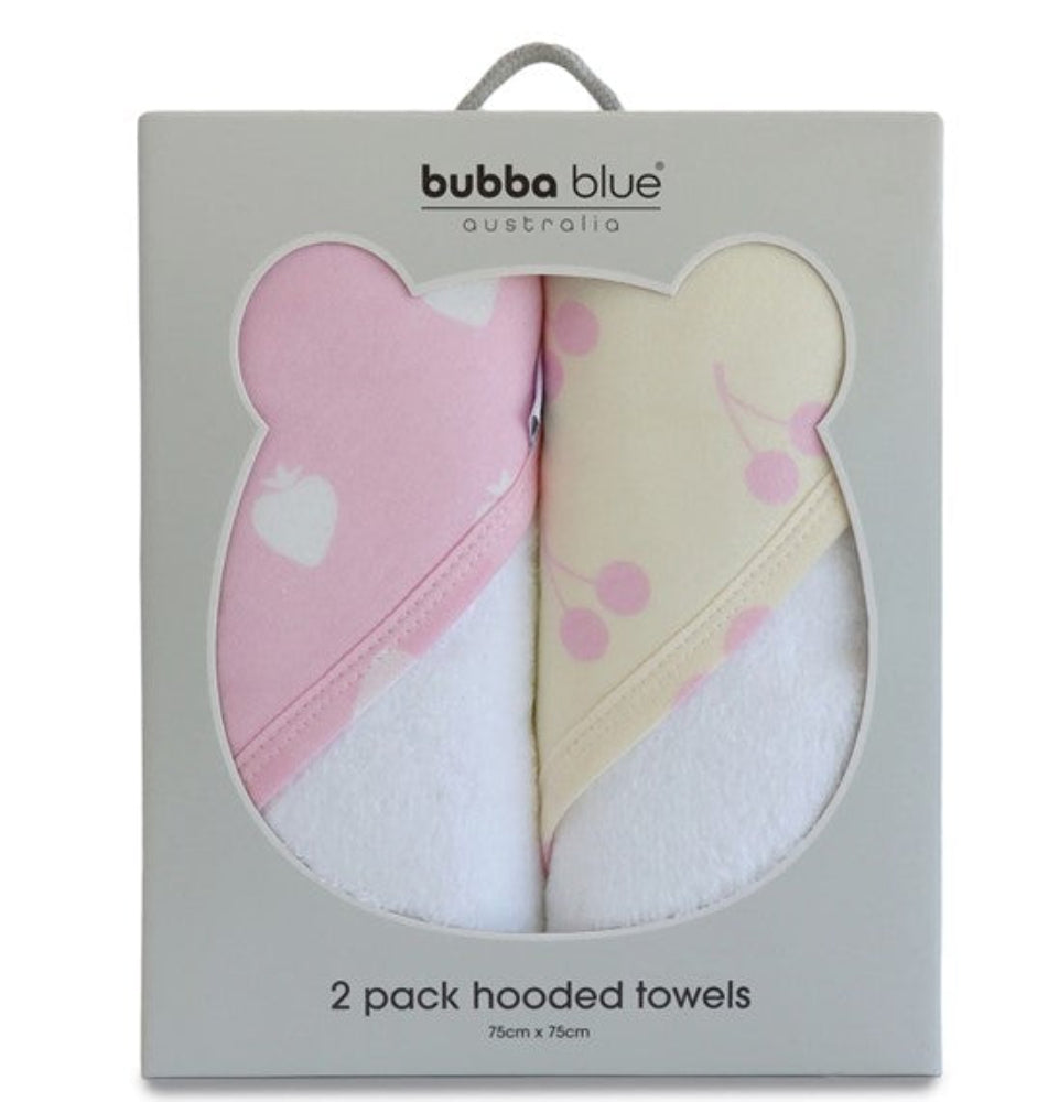 Bubba Blue Nordic Sorbet 2pk Hooded Towel Strawberry/Cherry