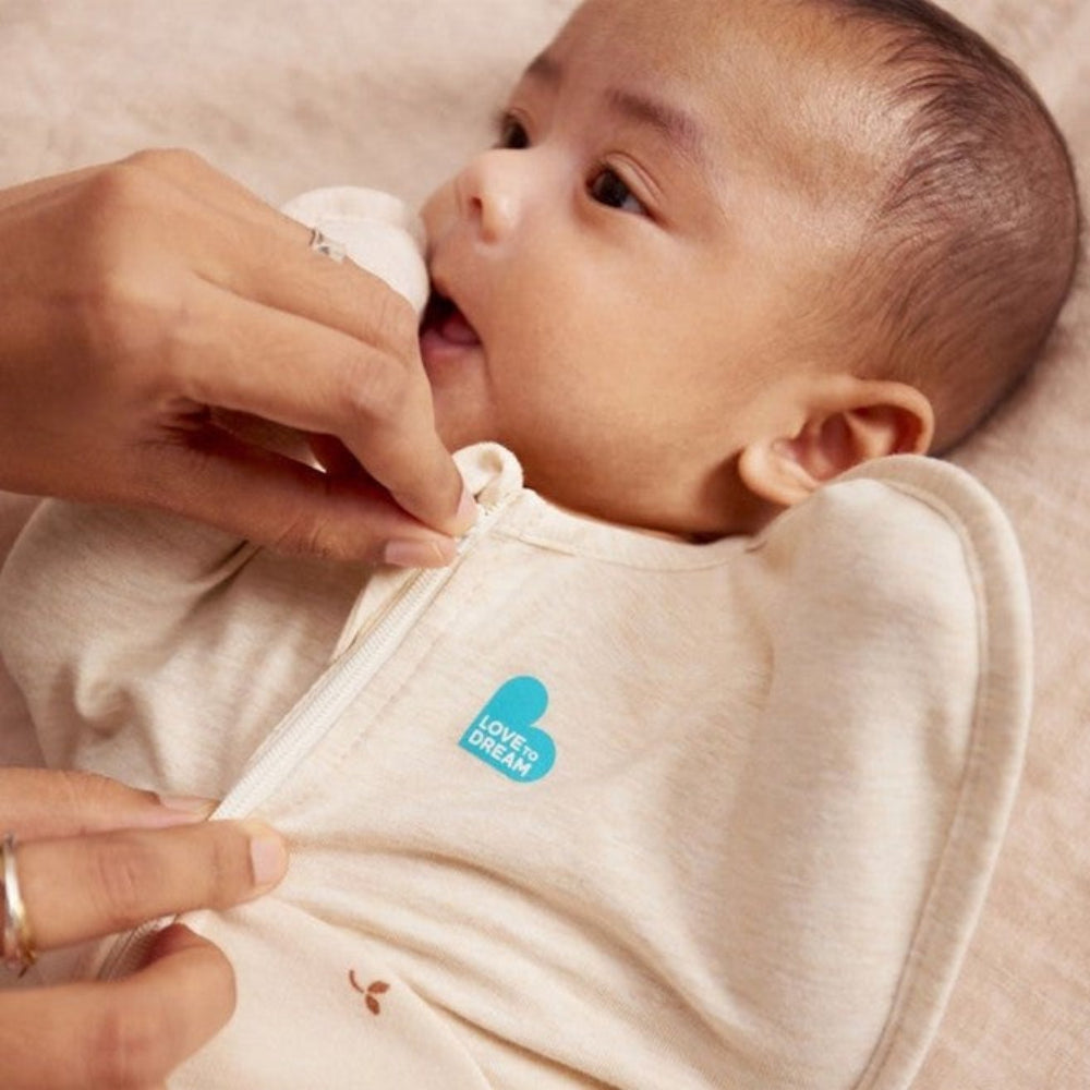 Love To Dream Swaddle Up 1.5 Tog Cotton Fleece - Oatmeal Twigs