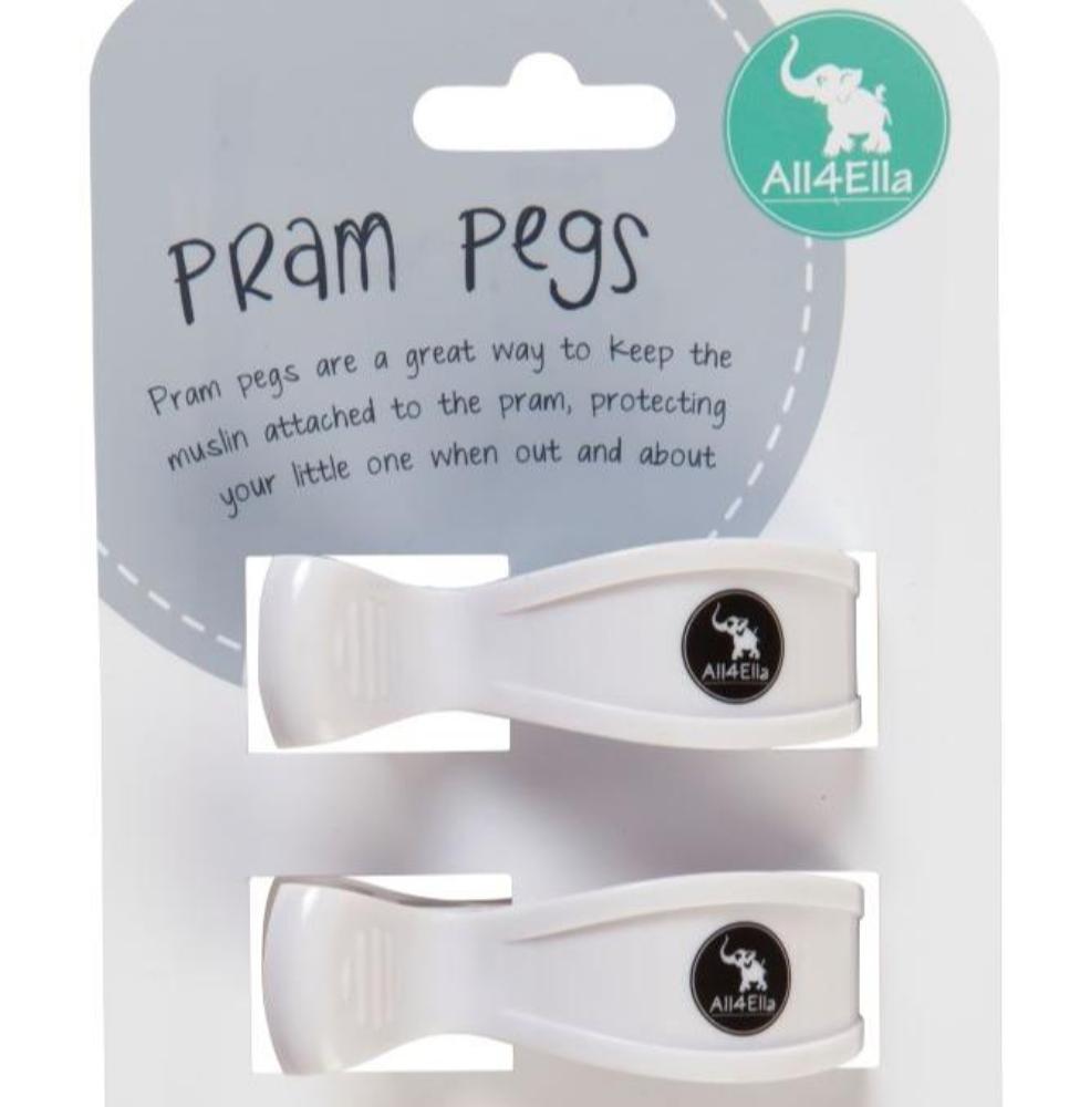 All4Ella Pram Pegs 2 Pack - White
