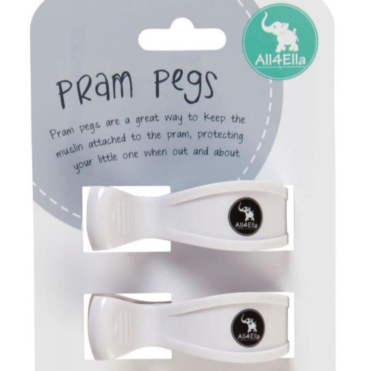 All4Ella Pram Pegs 2 Pack - White