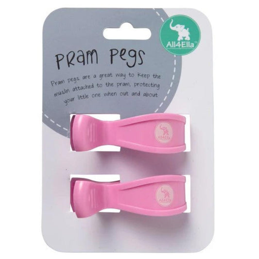 All4Ella Pram Pegs 2 Pack - Pastel Pink