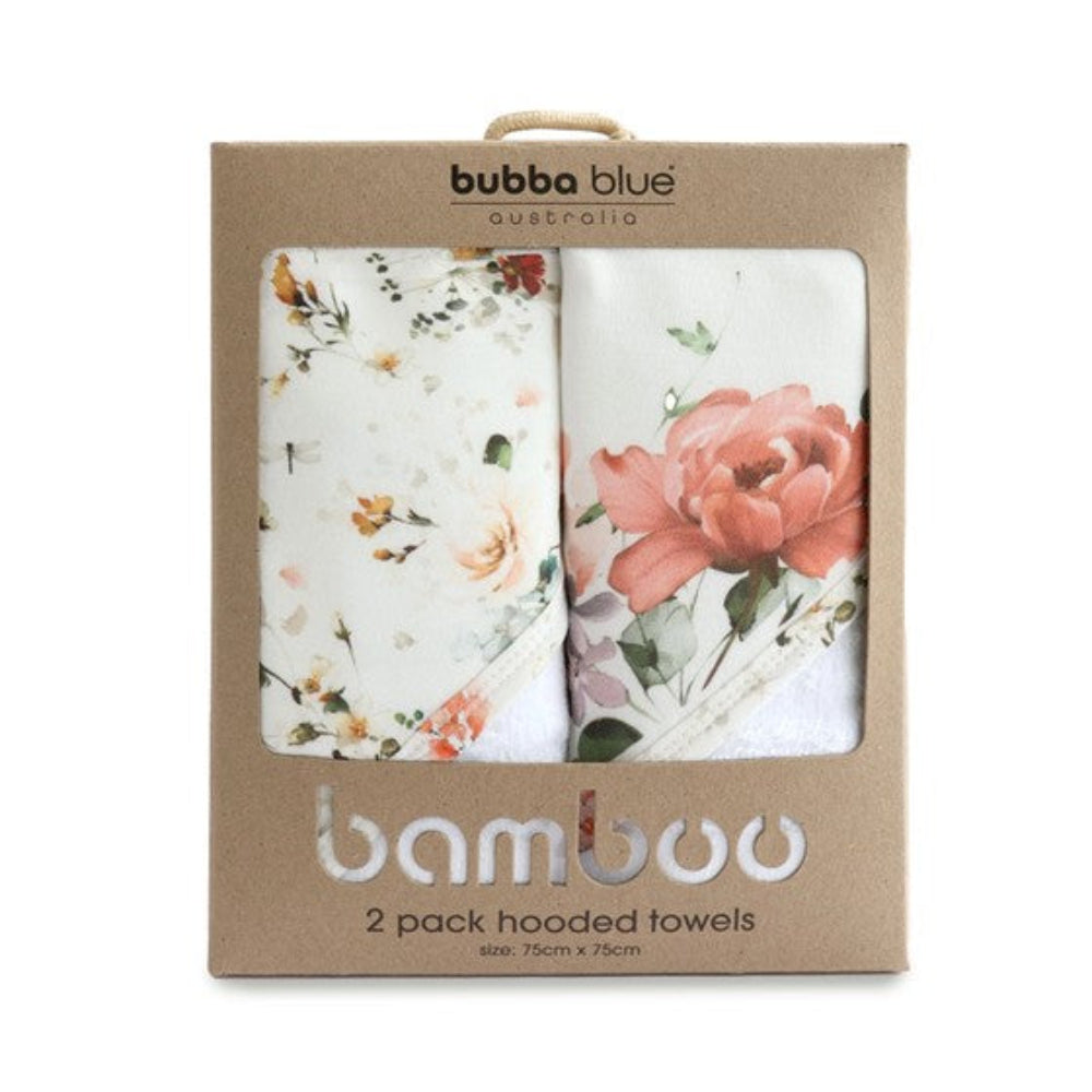 Bubba Blue Bamboo 2pk Hooded Towels -  Peonies