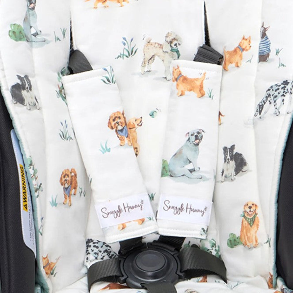 Snuggle Hunny Universal Reversible Pram Strap Covers - Dog Park