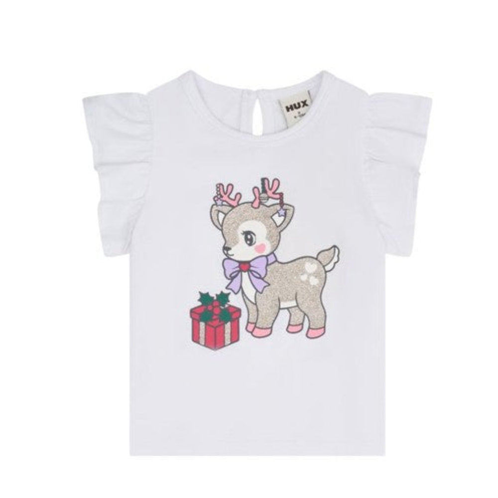 Huxbaby Reindeer Frill Short Sleeve Tee