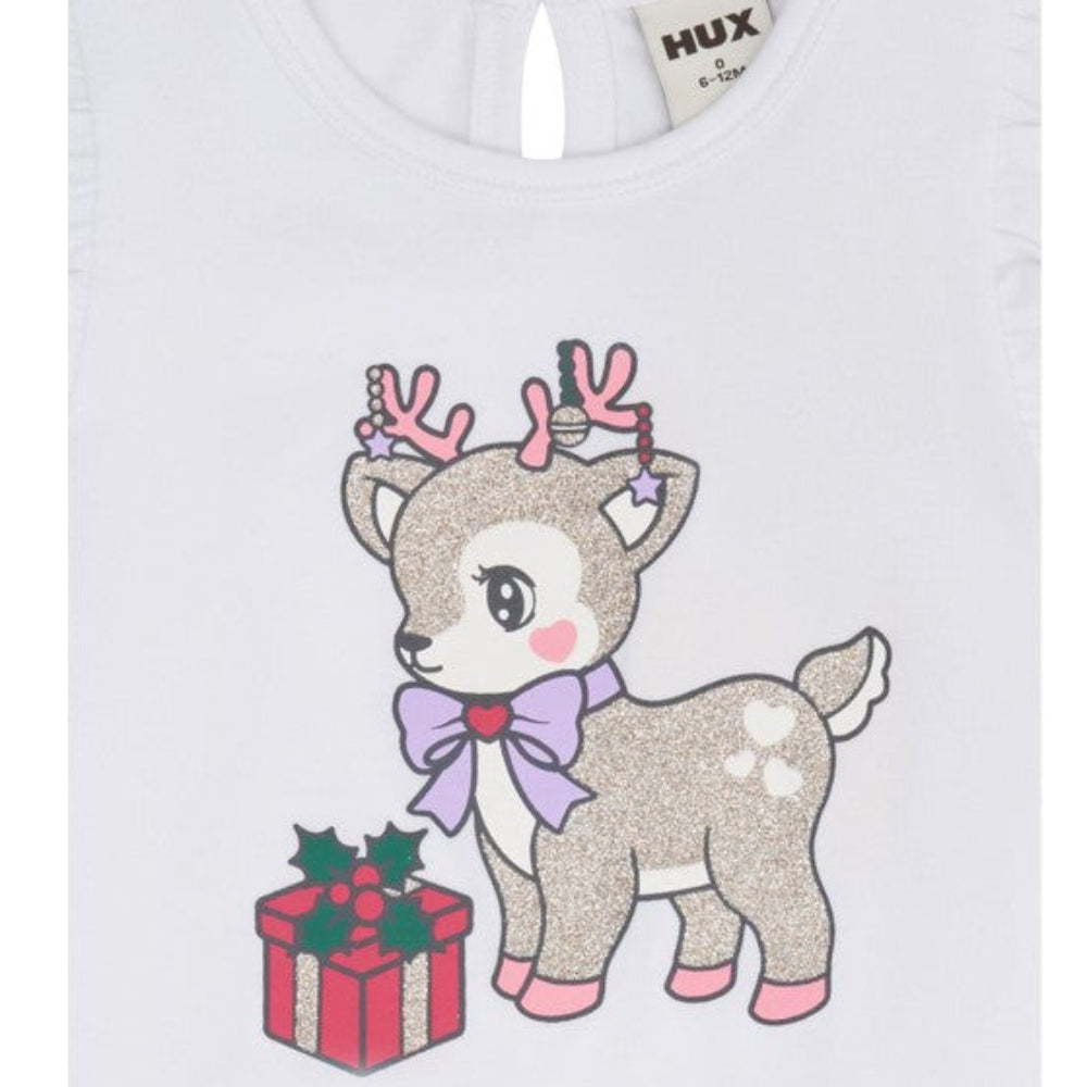 Huxbaby Reindeer Frill Short Sleeve Tee