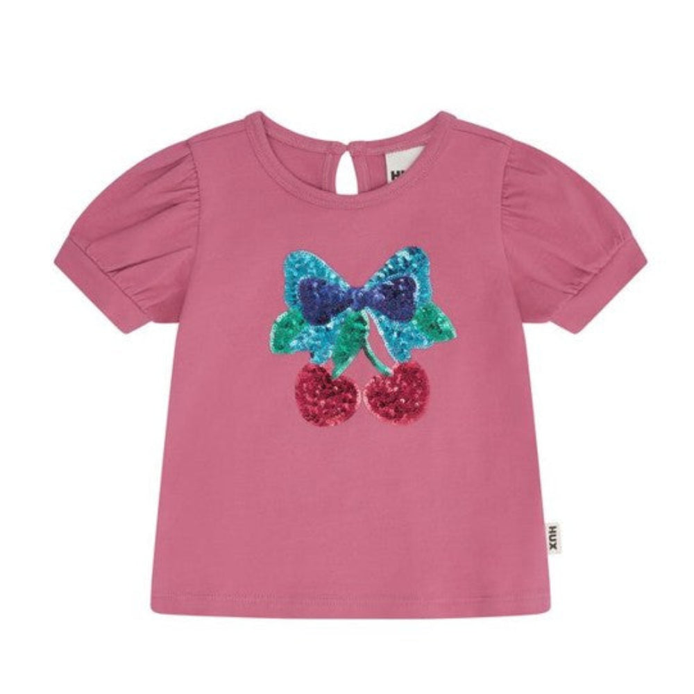 Huxbaby Sequin Cherry Festive Short Sleeve Tee