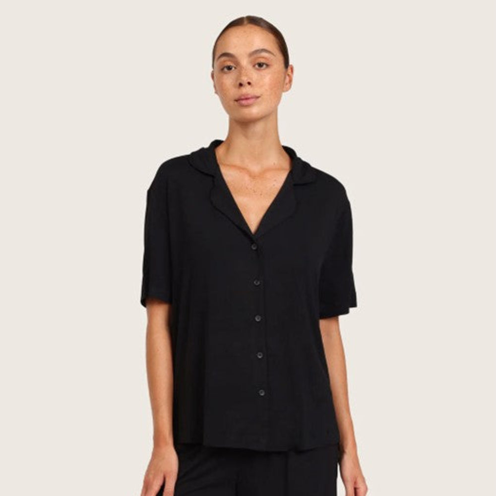 Boody Goodnight Short Sleeve Sleep Shirt - Black